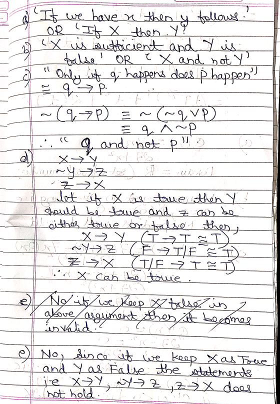 1 روکار al 트 It we have n then follows? OR It x then y? ex is sufficient and y is balse OR e X, and not y Only if g happen