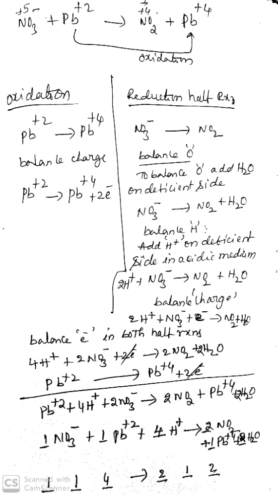 +50 +4 . Non + Pb - oxidation Reduction half Raz oxidation +2 +6 pb - pb | No No barlante charge l balance o 72 74 To balence