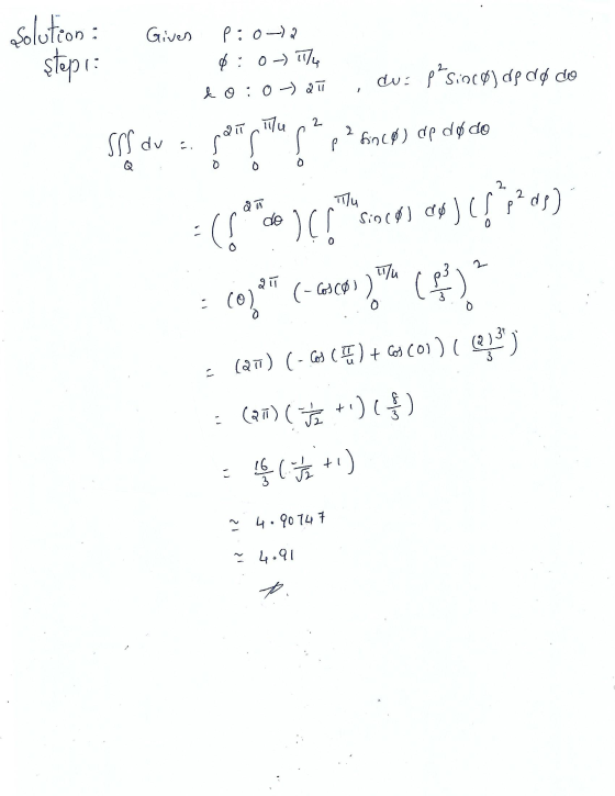 Given solution : step: poo-2 Ø : 0) 1774 du: p sinco) dp do do & o:0 - 21 1 lille 2 2 T 2 SSS dv a. sauss finco) dp do do . Q