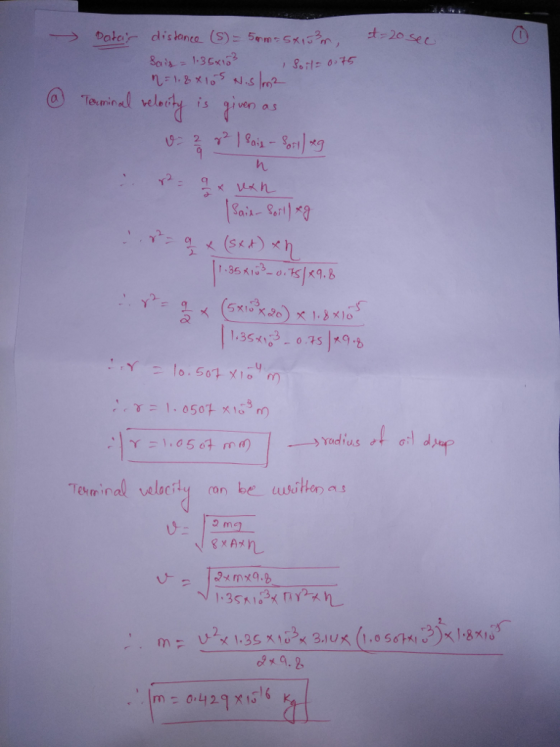 velaihy is given as 2 2 Teminal valocity an be usitor as UİK 3.UK (1.o s6M2)×1.8xto