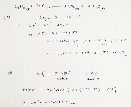 cas Cg Hiz, et 12 02 g CO2 + 6H₂O x ang= g -12=-3 DH = AE + Ang RT. - AE- AH - A và RT = -5215.5 kJ 43x 3X 8.3) 4 5 15.5 kJ
