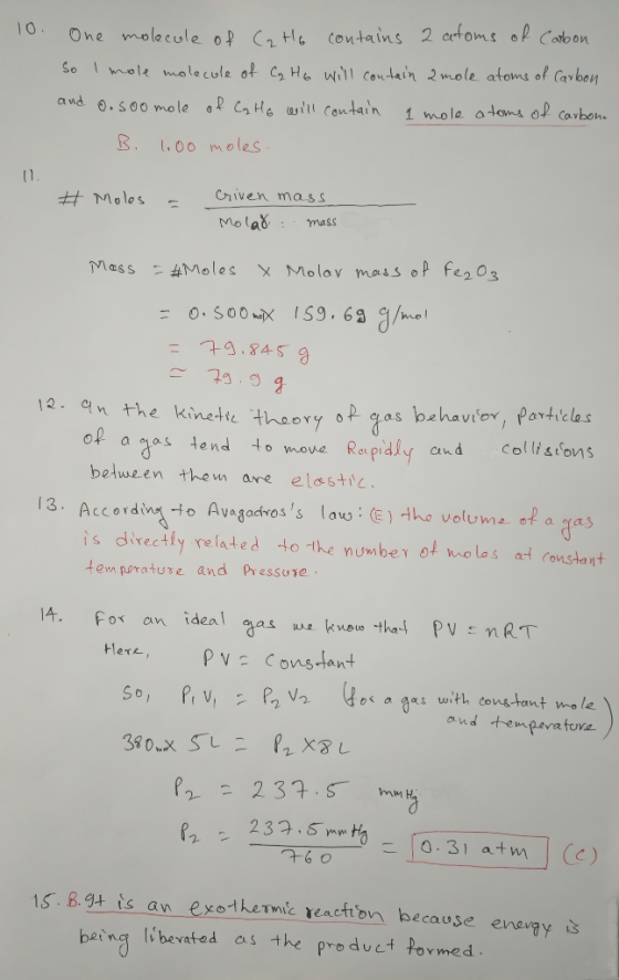 One molecule of Ca Ho contains 2 atoms of Carbon So I mole molecule of Cq Ho will contain amole atoms of Carbon and 0.500 mol