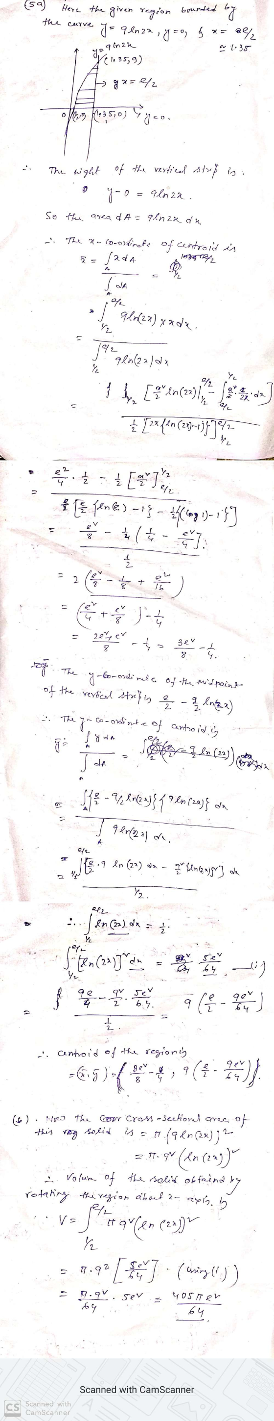 (59) bounded Here the given region the curre y = qenza by x = y =o, al/ ~ 1.35 ye anza Je, 35,9) g x=0/2 oleznog K1435,0) ♡ d