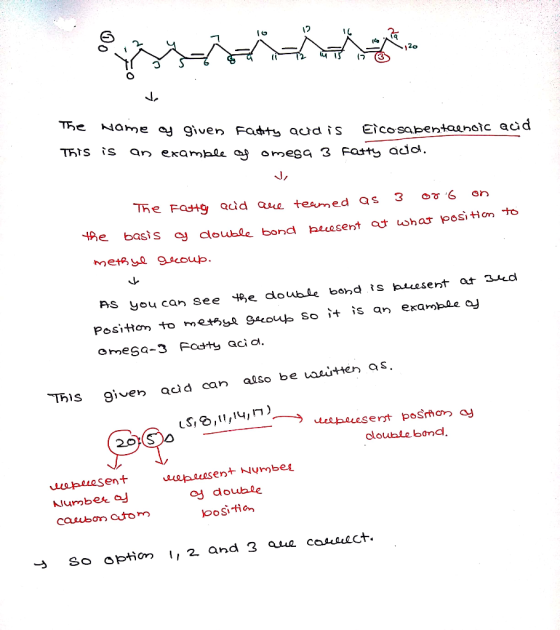 The Name oy given Fatty audis eicosapentaenoic acid This is an example of omega 3 fatty acid. The Fatto Quid are teamed as 3