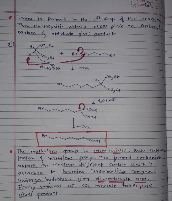 Page Imine is formed in the Then nucleophilic attack caabm aldehyde giver paaducl Step this 7eaction takes plaie on St carbmy
