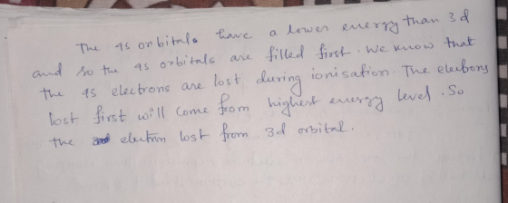 and the lost the The as orbitals have a lower energy than 3d so the as orbitals are filled first. We know that 4s electrons a