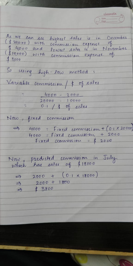 classmate Date Pige highest sales is ! As we can see December ($ 20,000) with commission expense of $ 4,000 and lowest sales