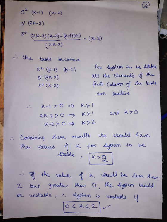 3 S? (K-1) (K-2) s (QK-2) so (2K-2) (K-2)-(K-1)(0) (2K-2) =(K-2) . The table becomes (K-2) s² (K-1) s (2K-2) so (K-2) for s