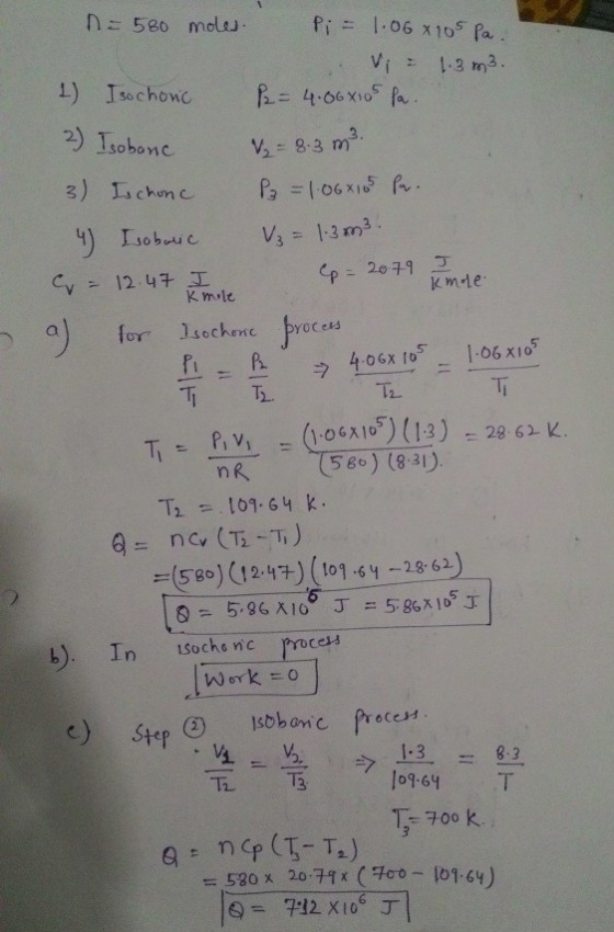 2 Cy 12-4?? CP-20 ?9 ? K mult kmle o6X Io T. T, Pi vl -(?06A105) (13) = T2-101. 64 k. =(580) (12.4 ) (101.6 y?2962) 28.62 K . R 5) (8.3) work =0 3 T-700 k. =530 x 20.74 x (Ho G-PMX106? 101,6
