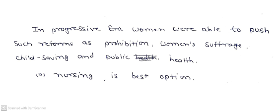 Women In progressive Era were able to push such reforms prohibition, womens suffrage, child-saving and public health health.
