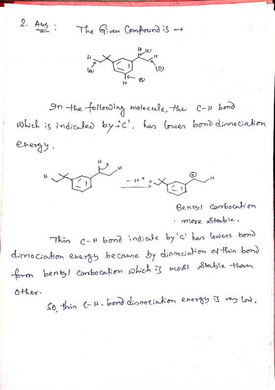2. Aus The Gven Compound is - (D) A) Sn the follordina molecule, Hhe e-p bmd hich is indicated byic, Ka (rwer bond dicos Gat