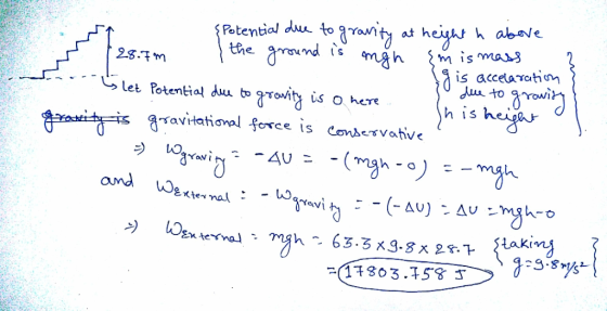 Potential duu to qranty the rond ismgh h abave at {m is ma3 28.7m is accetaration Jua to let Potential duu to US O here heija