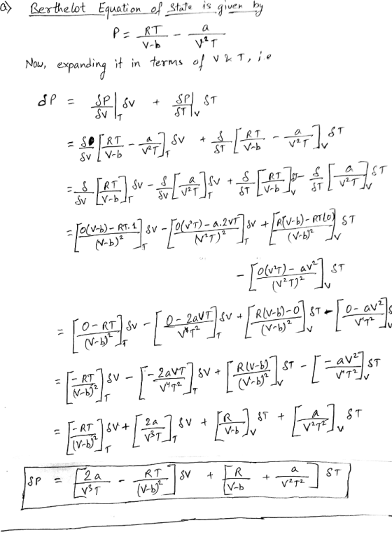 o〉 ßerthe lot E9uati on-of State is.giver by V-b espanding it in terms o v T ST L Vb 2 (V-b)