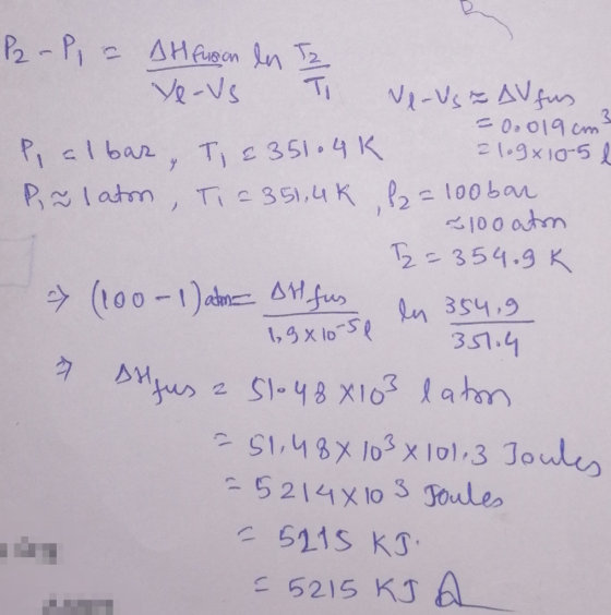 P2 - P = AH fusion len Iz ve-vs To P, al bar T, E 351.4K Balaton, Ti = 351,4K Ve Us 2 AVfus. = 0.019 cm² 2109x10-5 e f2 = 100