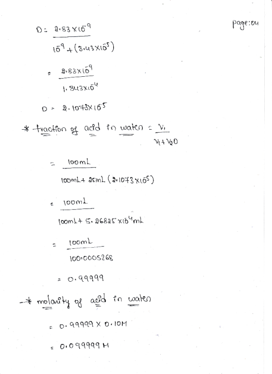 page ou D: 2183x109 109+(3:43X105) 20838109 1 843x10 Ds 2.1073X105 * fraction of add in water vi VAVO 100ml scomb+ asmL (2.10