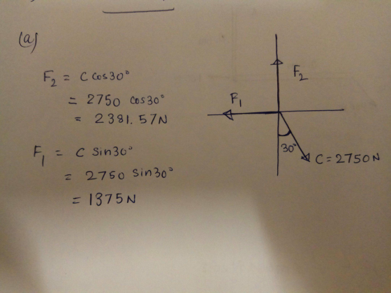 aj : 2750 Cos 30° 2 331. 57N 30 C 275ON 27So Sin3o 1375N