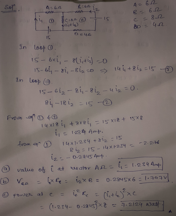 Sol A=62 R-62 iz A= 6.2 B 62 c = 82 BD = 42 4 C=82 1 Flitig) 41 D=42 15 In loop 0. 15- 6xi, - Blitis) = 0 15-bi, - 8i, -8120