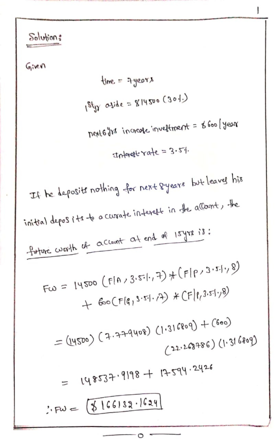 Solution Given tine rerl6 J inaeate inveltment = g 6o0 (year anleret Yate = 3.57 Tt he daposits nothing for next Pyears bt l