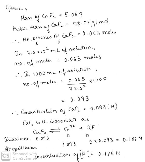 Giren, - Mass of Cafe= 5.069 Molar mass of Cafe = 78.07 g/mol ... No. of Moles of lafz = 0.065 moles In 7.0x10²mL of solution