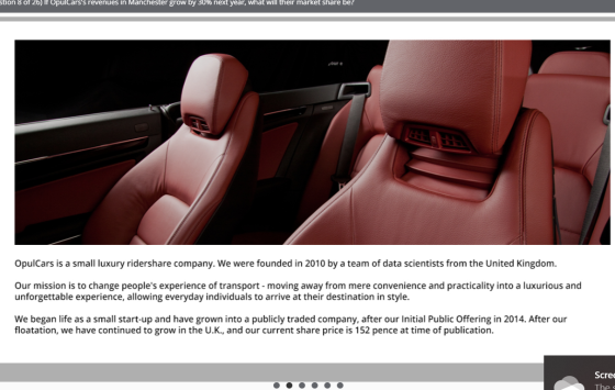 stion 8 of 26) If OpulCarss revenues in Manchester grow by 30% next year, what will their market share be? OpulCars is a sma