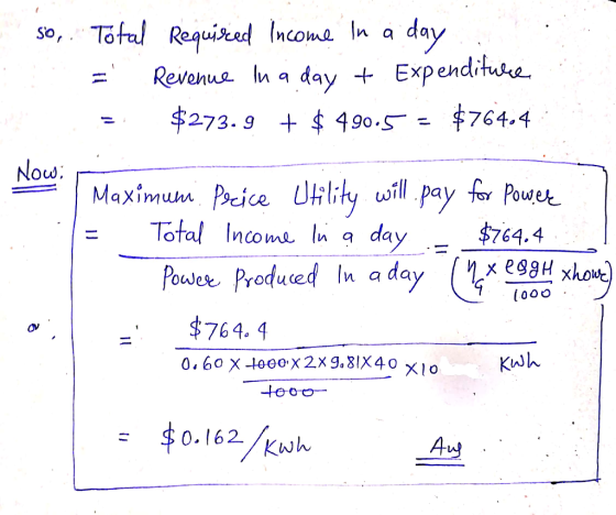 So, Total Required income in a day L = Revenue In a day + Expenditulee = $273.9 + $ 490.5 = $764.4 Now . Ho | Maximum Price