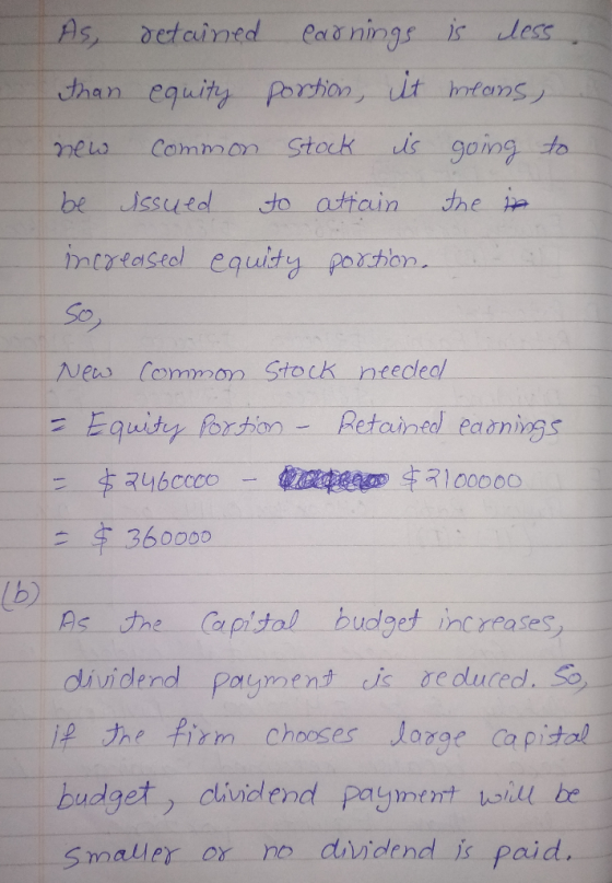 As detained earnings is less. than equity portion, it means - new common Stock is going to be issued to attain the in increas