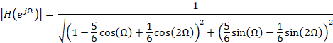 |H(ej)= 1 (1 - E cos(n) + £cos(2n))* + (sin(n) – įsin(2n))