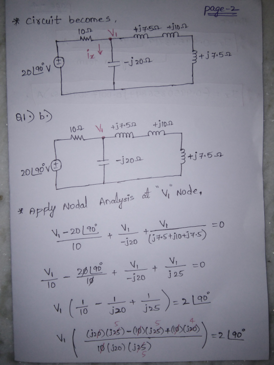 page-2 * circuit becomes, 10.12 MM +17.552 4310 ixt 3+j 7.5.2 -j 2012 20190 v Q12) b) +10.12 102 Vo +3752 M -j202 3 +; 7.5.22