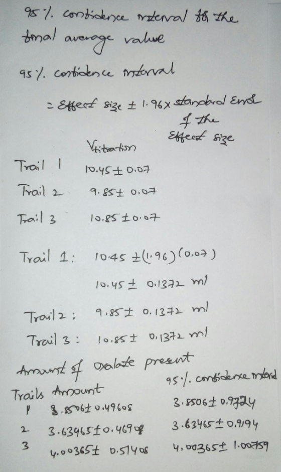 tmal a value 95% Contem ce Trail ㄴ 9.gst o.๐구 Trail 소: 1045 ± 96) (o,04) Troil Trail 3: 0. 12 ml lo.gs.士o.1372 m, Amount s oa