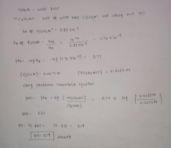CSHGN - weak base HCS HG NOI salt of weale beue (CS HgNl and strong and Hol ka of HCg Hg N t = 5,88 X 10 -6 Kb of KS HSN = KW