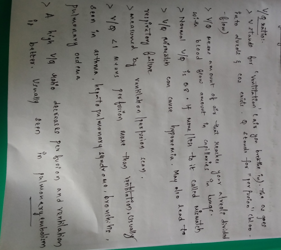 Wa ratio: > Wstands into alveoli for ventilation cair you breathe in). The os goes & coa exists. O stands for perfusion (bl