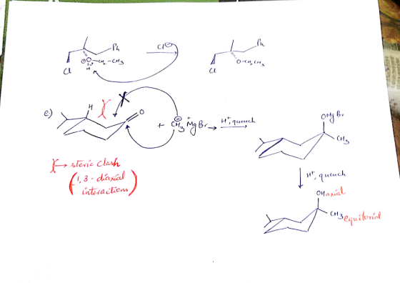 00-04-03 0- u e) ly0 + cun mg Bry Hi, queych Er steric Clash (1,3-diaxial interactions Maxial + CH3 quilonal