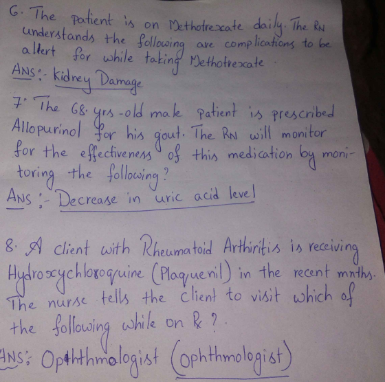 The patient is on Methotrexate daily. The RN understands the following are complications to be altert for while taking Methot
