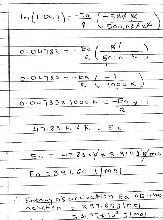 in (1.049)= -EQ (-580 Ķ I R ( 500,000 kr 0.04783 = - Ean-$+ rl 5000 k 0.04783=-Ea L- P R L 10ook ) 0.04783% 1000 K = -Eax-1 4