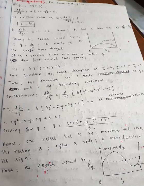 a que * ). For ground par p = ay(1-4) . y a (1-2y) = 0 Ai extreme value of tis : due = 2 co llence ; ti has a maxima at a 1/2