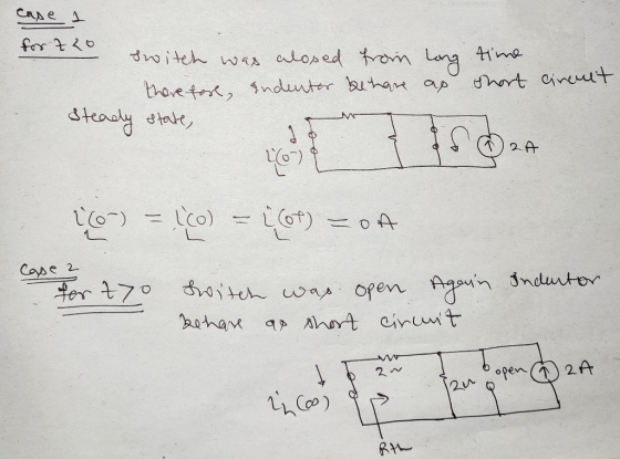 case a fortzo switch was alosed from therefore, Indenter behave long as time short circuit steady state, - 16) = {co) = {(ot)