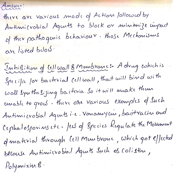 Answer: there are various mode of Action followed by Antimicrobial Aquits to block or minimize impact dl the patho quic behav