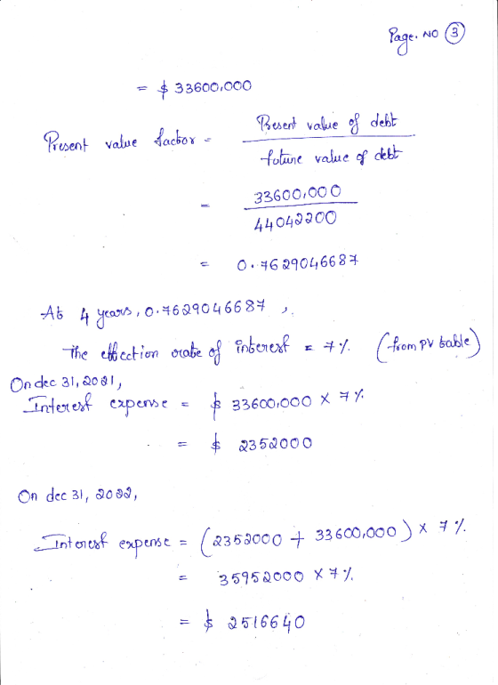 Page. no Present = $ 33600,000 Besent value of debt value facbor - totune value of debt 33600,000 44042200 s 0.7629046687 (fr
