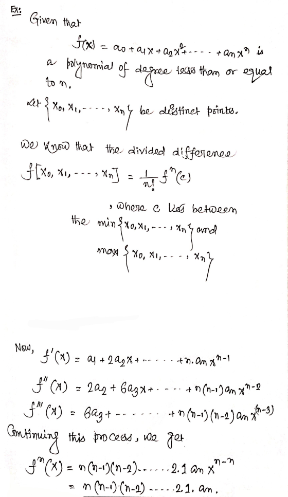 Ex : Given that f(x) - cota + anxa is polynomial of 9x+Qz x²4 degree teass than or equal to m. let you ki, xny Xoy be destine