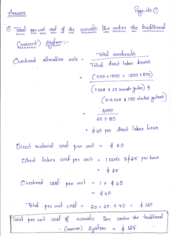 Answers Page: No 0 Total para contar con el cas de ce acoustic line wunder the traditional Ccument) System - - Total overhead