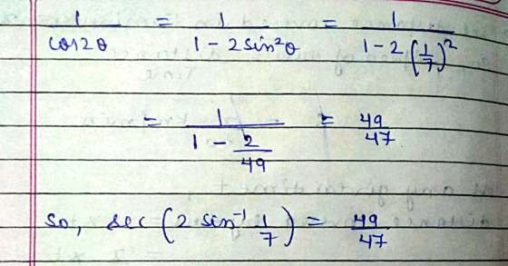 8420 1-2 sin²o 1-2 so, sec (2 sint 1) = 49