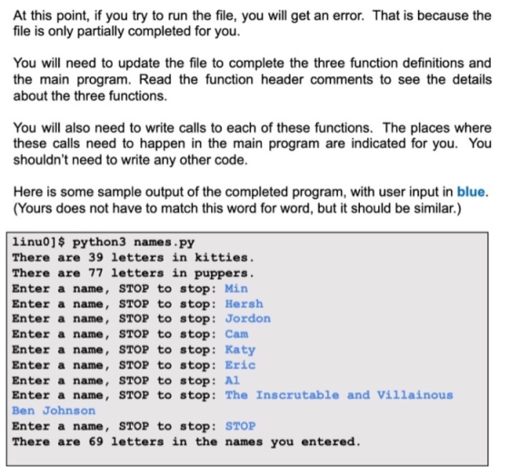 At this point, if you try to run the file, you will get an error. That is because the file is only partially completed for yo