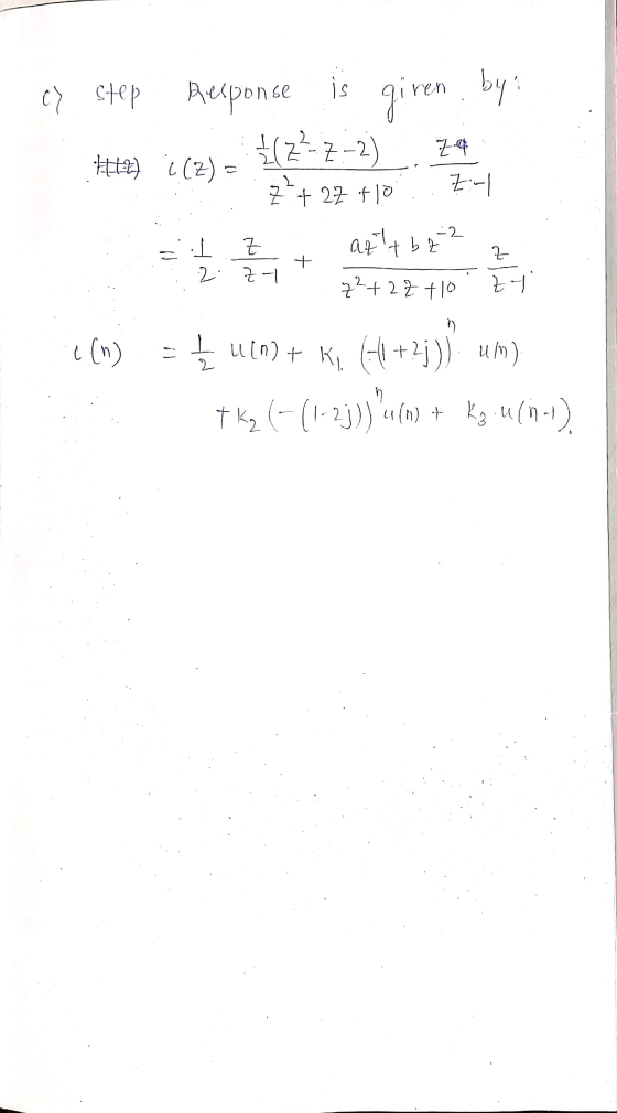 7 step Response is giren. by ( 22) 군의 e} (z) 근 + 22 f -2 급 - 아 근 2 근거 ) az!+ b 2 4 레 Lin) - J. uttn) + K, (Alt-js uh) + , (-