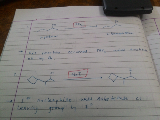 Br oH 2-bromapertane 2-pentan ulatitate SN 2 ০CCuned . reaction by Br I 2. CI NaI wi Rubr t tte heclesphile leauhy prp ty