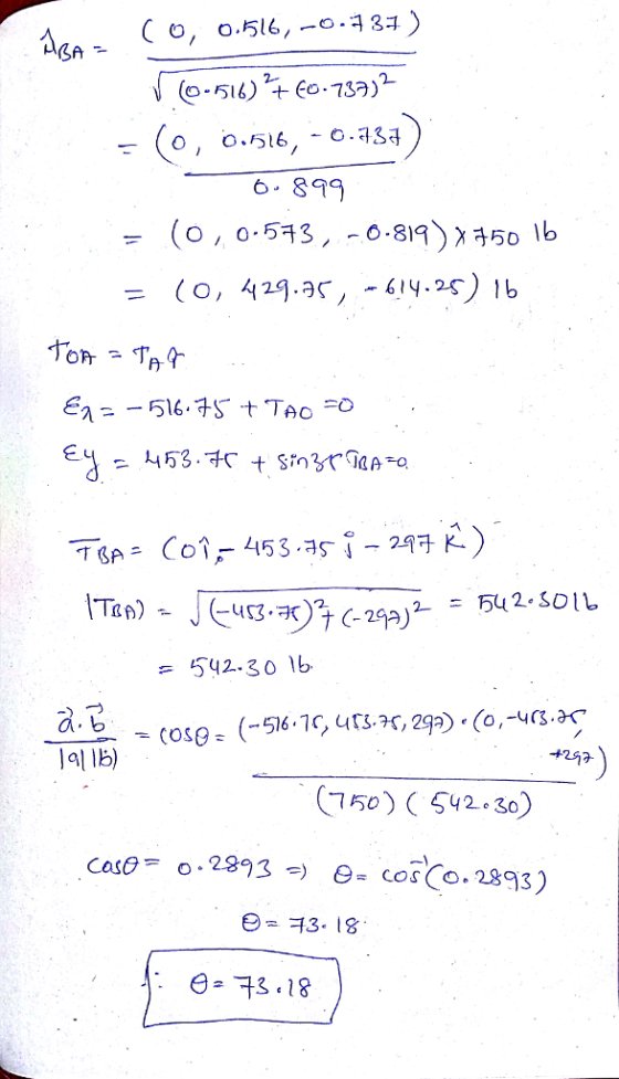 6. 8T9 と1 = 542.30 lb +252 5542.30) Cas& = o.287 3つ G- cosCo, 2893) e-73 18 ·日 73.18