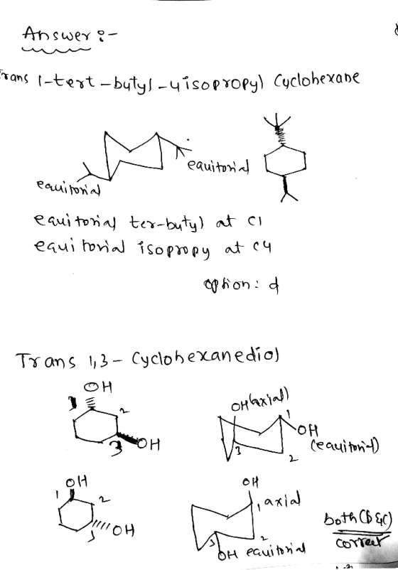 Answer of Frans i-text-butyl-u isopropyl Cyclohexane eauitona eauilonial eanitorial ter-buty) at ci eauitorial isopropy at c