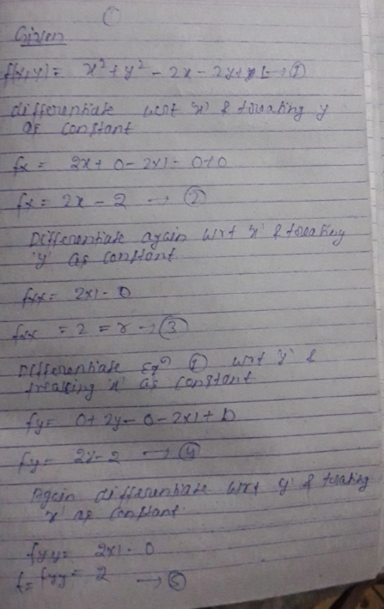 fy)= 2² + y ² - 2x - 2y + LD differunale Lille ? ? 10202 lingy Of content f 9X022.1. 0:20 Differentiate again with & treating