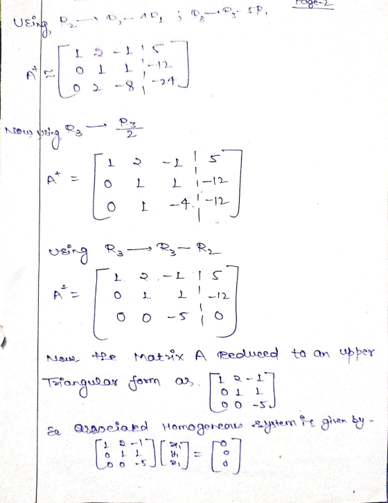 VEing P TE I-12 17 24 8 P3 2 porting 1 A ul L 1-12 - 4.1-12 vsing R: R3-R₂ L. 2 L - 12 0 offe Matrix A Reduced to an upper Tr