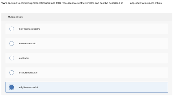 VWs decision to commit significant financial and R&D resources to electric vehicles can best be described as __ approach to