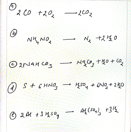 а) 2 CO +202 - 2003 NY, NO N, tiңo к О + © 24И соз Чао, то + о, (4) s+ 6HNO PSO4 + Cl2 + 2 ДО O2 + 345°, щ (so4), t24